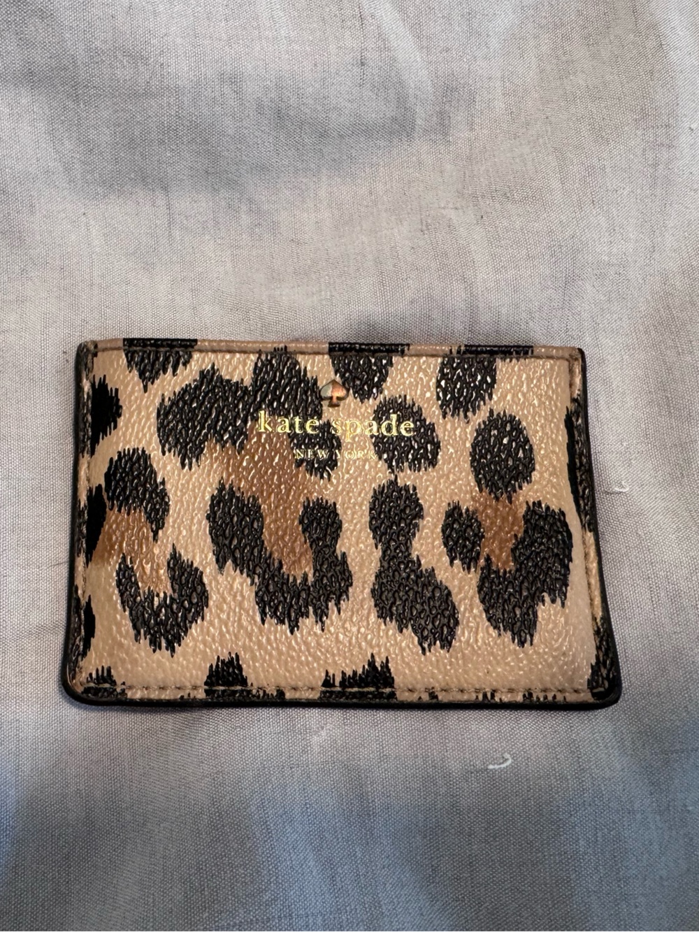 Kate Spade Leopard Print Card Holder - Tan and Black